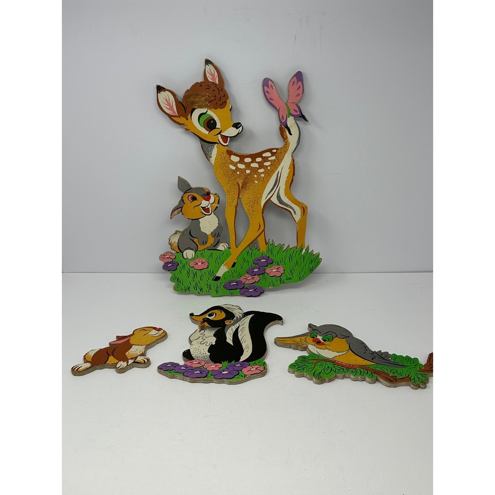 Vintage 1960's 4 pc Bambi Wall Hanging Decorations complete set U3